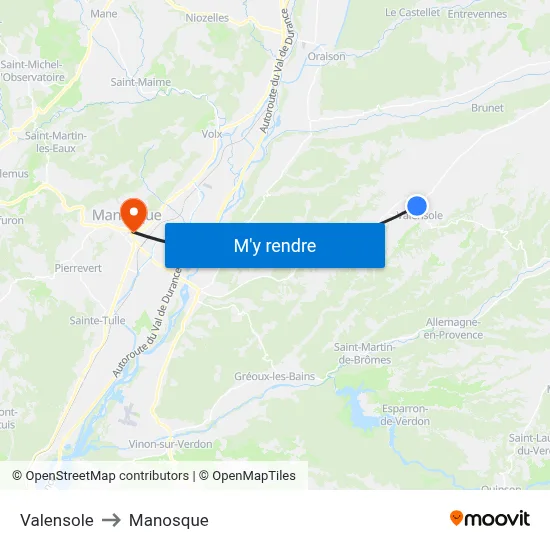 Valensole to Manosque map