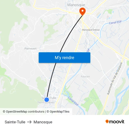Sainte-Tulle to Manosque map