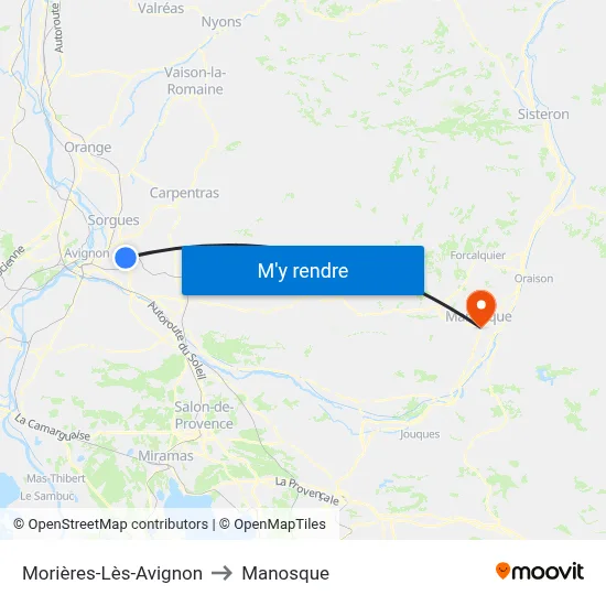 Morières-Lès-Avignon to Manosque map