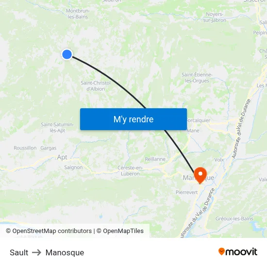 Sault to Manosque map
