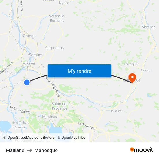 Maillane to Manosque map