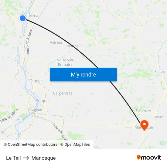 Le Teil to Manosque map