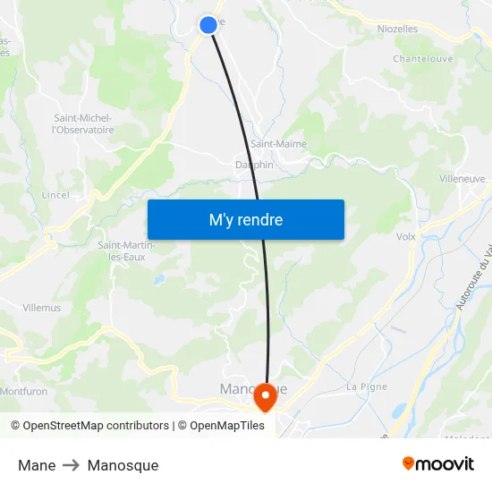 Mane to Manosque map