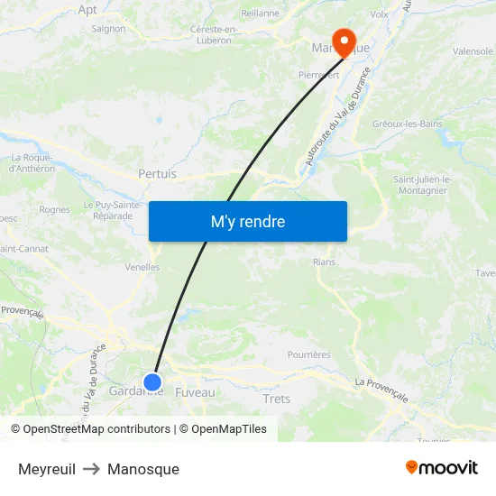 Meyreuil to Manosque map
