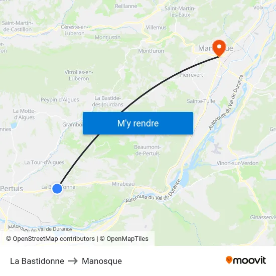 La Bastidonne to Manosque map
