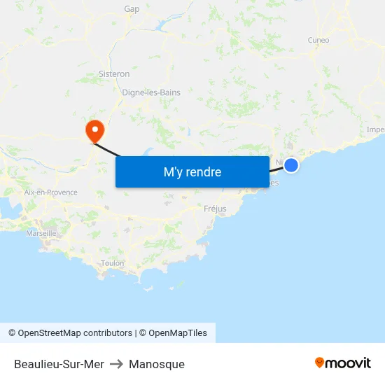 Beaulieu-Sur-Mer to Manosque map