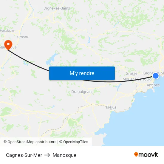 Cagnes-Sur-Mer to Manosque map