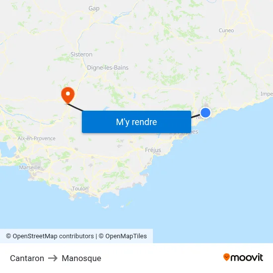 Cantaron to Manosque map