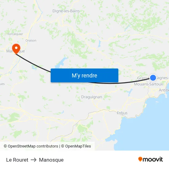 Le Rouret to Manosque map