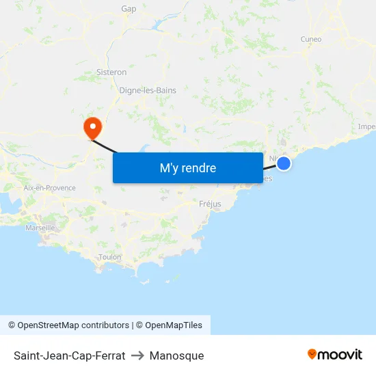 Saint-Jean-Cap-Ferrat to Manosque map