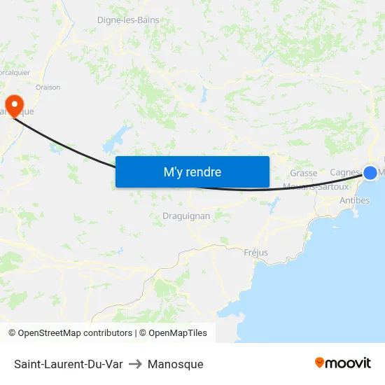 Saint-Laurent-Du-Var to Manosque map