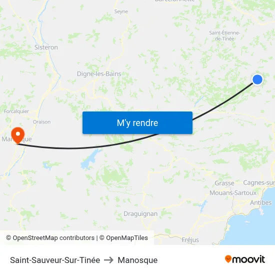 Saint-Sauveur-Sur-Tinée to Manosque map