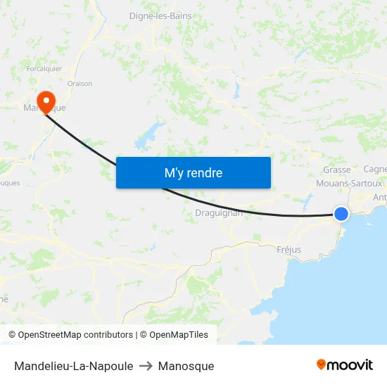 Mandelieu-La-Napoule to Manosque map
