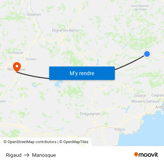Rigaud to Manosque map