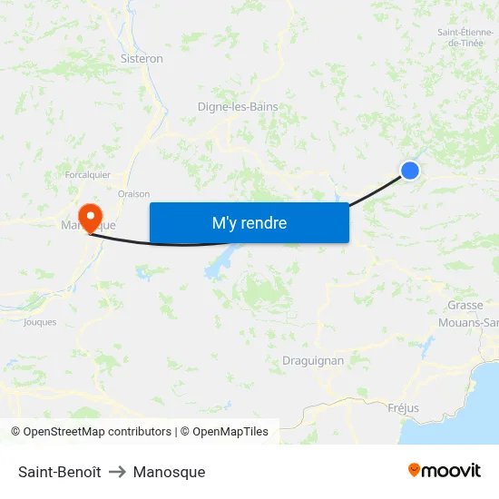 Saint-Benoît to Manosque map