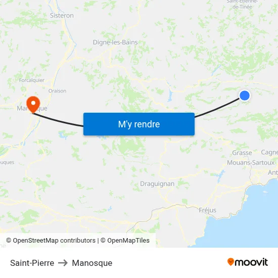 Saint-Pierre to Manosque map