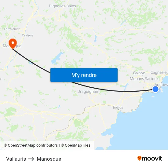 Vallauris to Manosque map