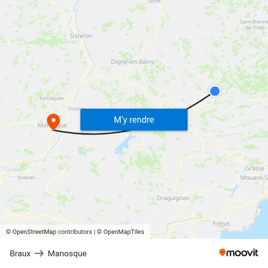Braux to Manosque map
