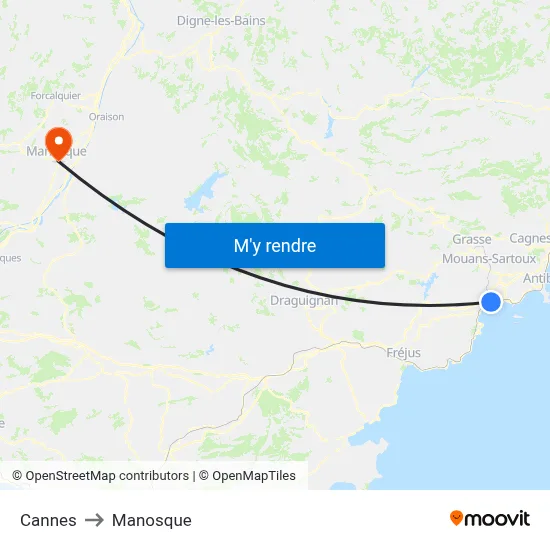 Cannes to Manosque map