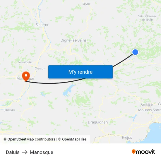 Daluis to Manosque map