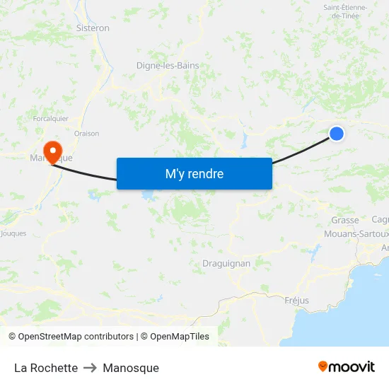 La Rochette to Manosque map