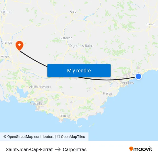 Saint-Jean-Cap-Ferrat to Carpentras map