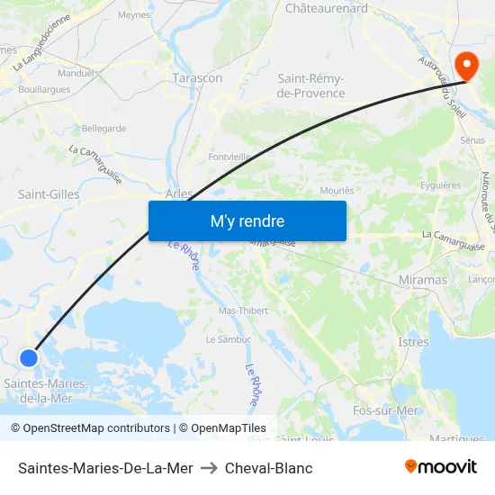 Saintes-Maries-De-La-Mer to Cheval-Blanc map