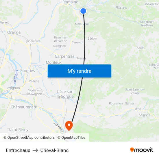 Entrechaux to Cheval-Blanc map