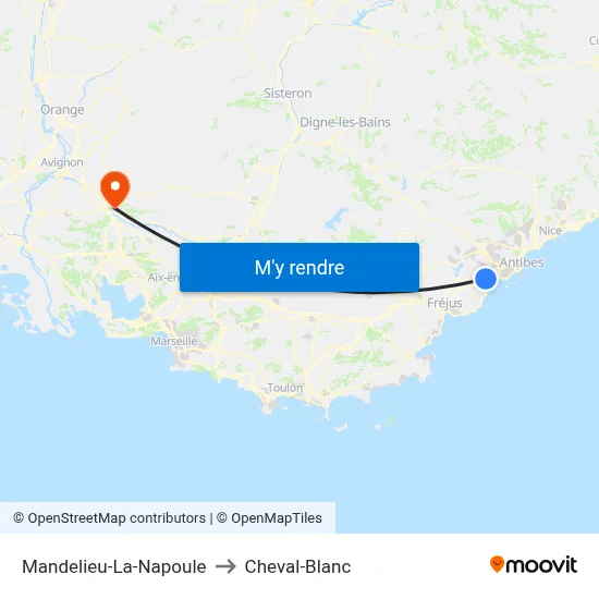 Mandelieu-La-Napoule to Cheval-Blanc map