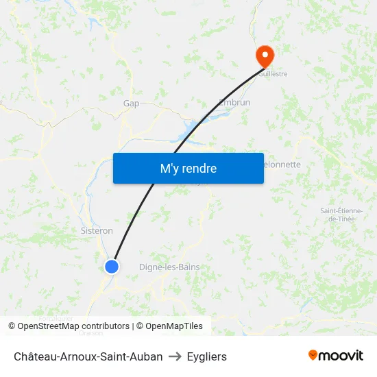Château-Arnoux-Saint-Auban to Eygliers map