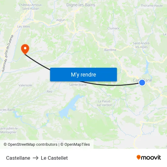 Castellane to Le Castellet map