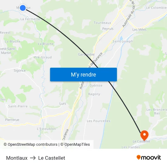 Montlaux to Le Castellet map