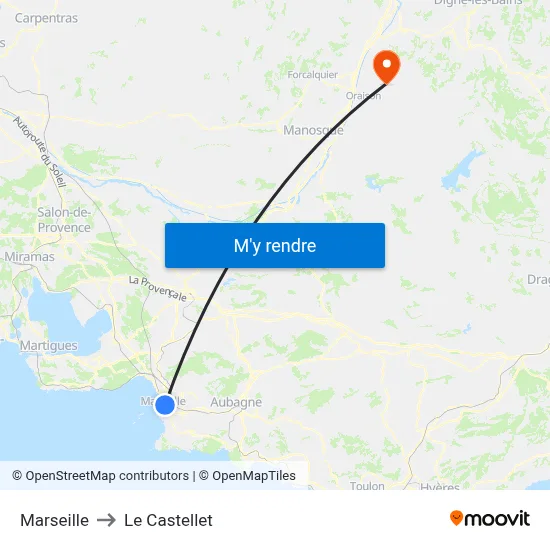 Marseille to Le Castellet map