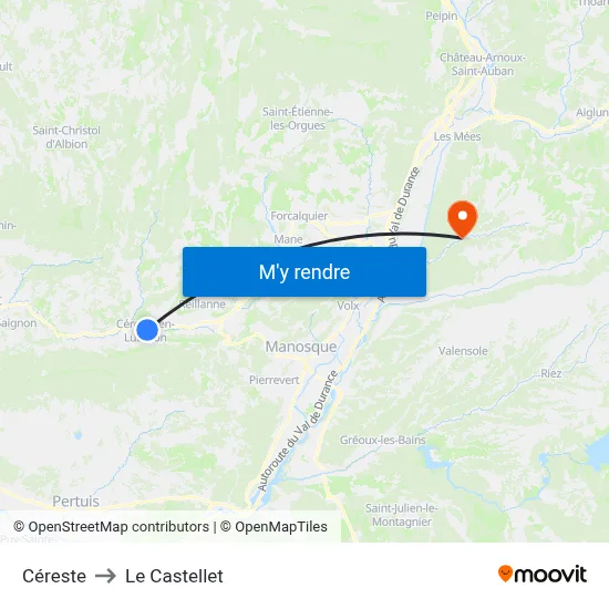 Céreste to Le Castellet map