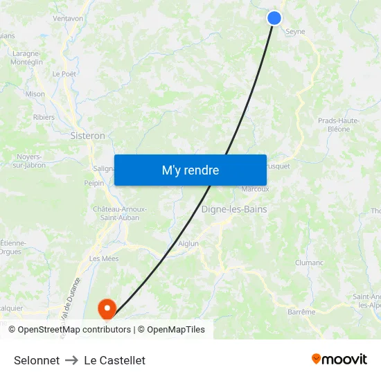Selonnet to Le Castellet map