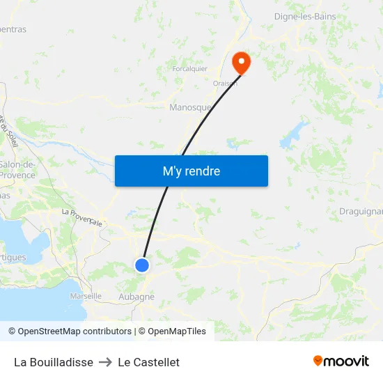 La Bouilladisse to Le Castellet map