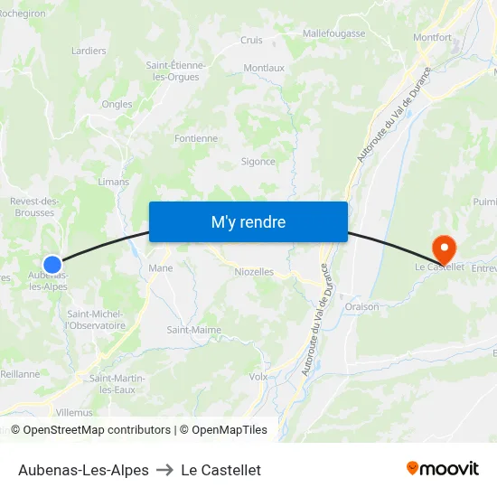 Aubenas-Les-Alpes to Le Castellet map