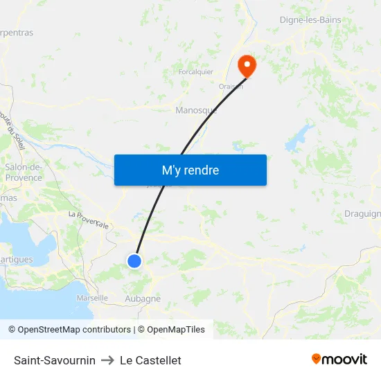 Saint-Savournin to Le Castellet map
