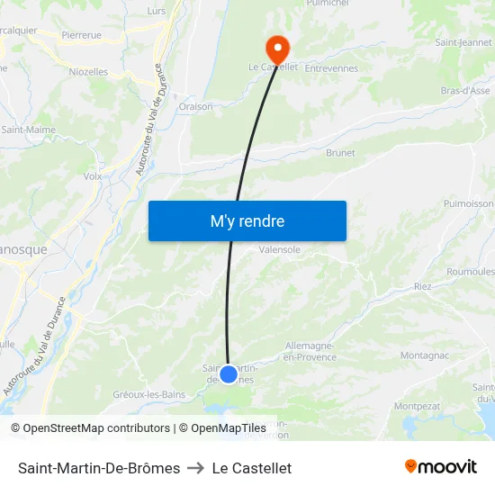 Saint-Martin-De-Brômes to Le Castellet map