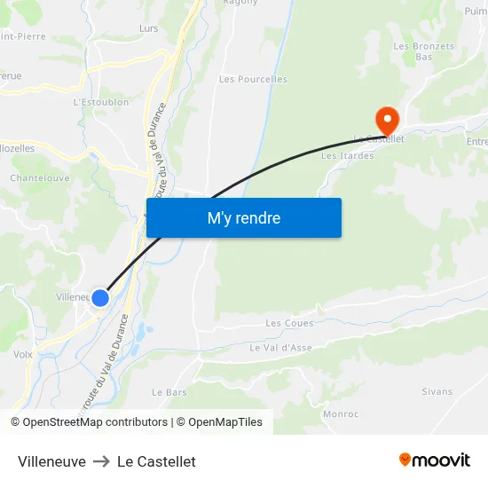 Villeneuve to Le Castellet map