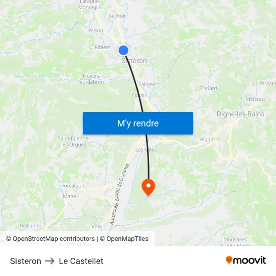 Sisteron to Le Castellet map