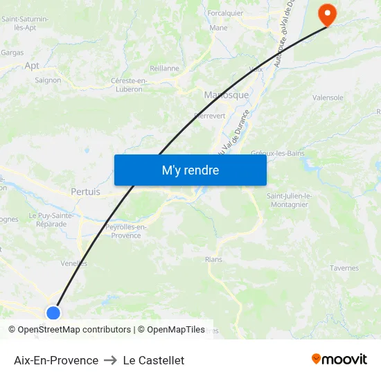 Aix-En-Provence to Le Castellet map