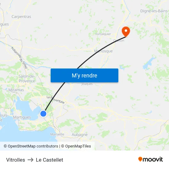 Vitrolles to Le Castellet map