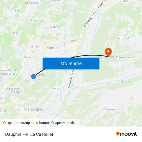 Dauphin to Le Castellet map