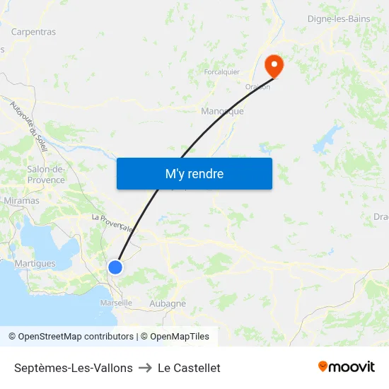 Septèmes-Les-Vallons to Le Castellet map