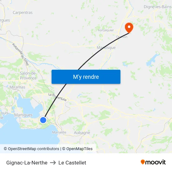 Gignac-La-Nerthe to Le Castellet map