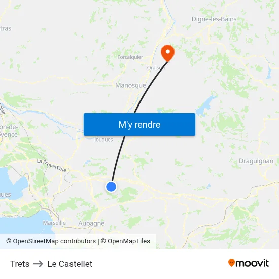 Trets to Le Castellet map