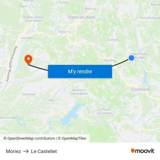 Moriez to Le Castellet map