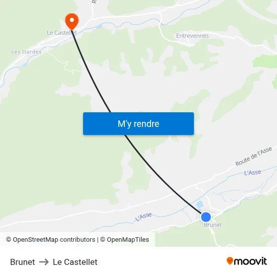 Brunet to Le Castellet map