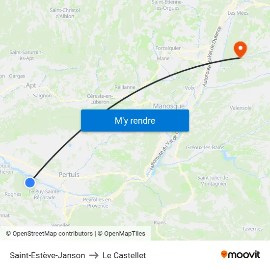 Saint-Estève-Janson to Le Castellet map